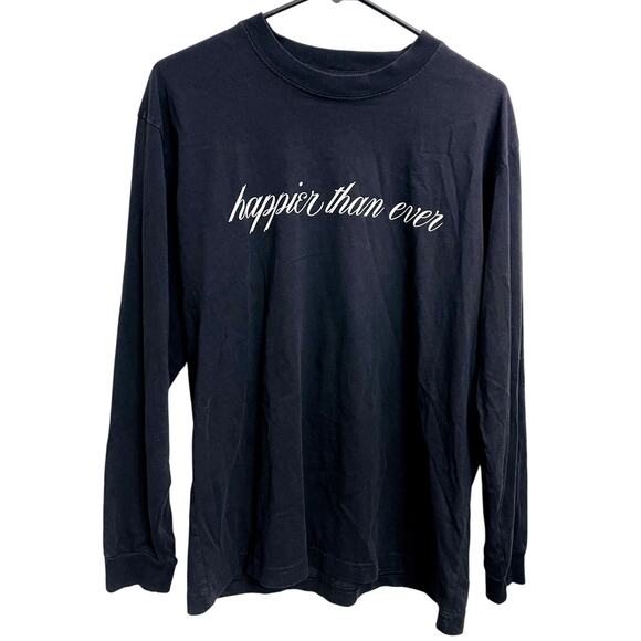 Billie Eilish Happier Than Ever Script Long Sleeve Shirt Tour Merchandise Size M - Picture 1 of 4